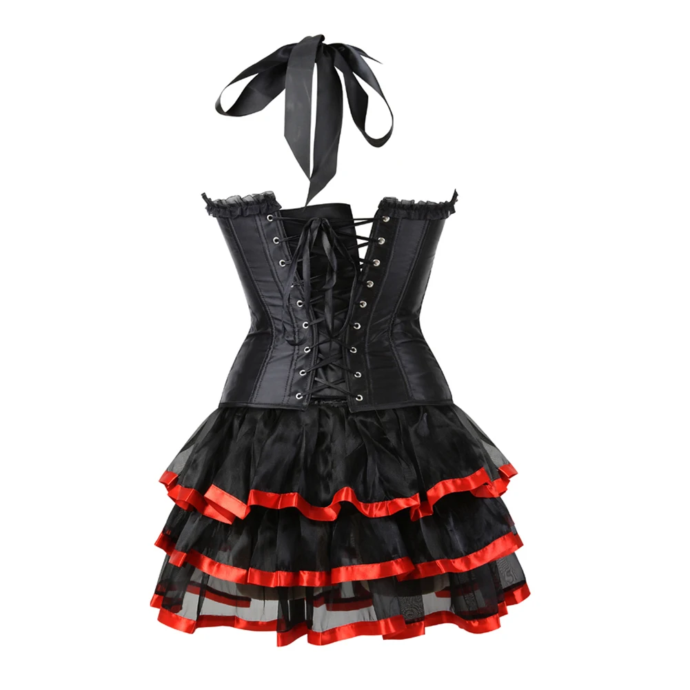 Sexy Corset Dress for Women Overbust Lingerie Mini Tutu Skirt Carnival Gothic Costume Showgirl S-2XL | Женская одежда