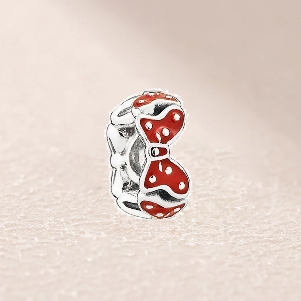 

791582EN09 Red Ename Bows Spacer