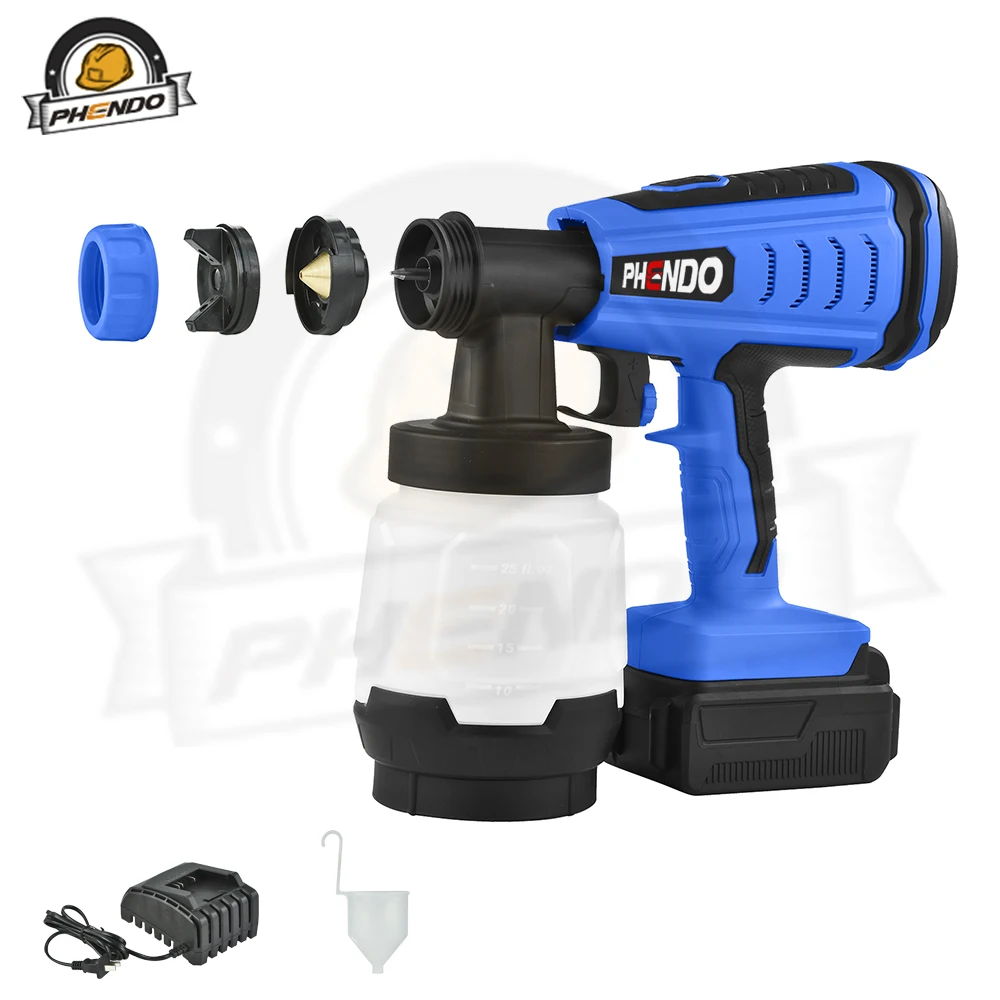 Электрический портативный пистолет распылитель PHENDO 18 В постоянного тока 800 мл HVLP