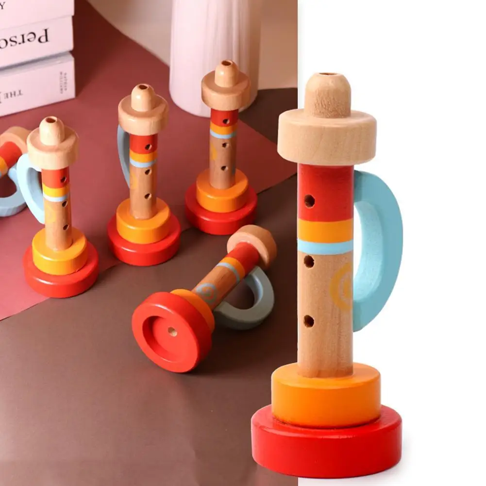 

Kids Funny Musical Instrument Toy Wooden Whistle Trumpet Portable Musical Instrument Baby Early Educational Toy