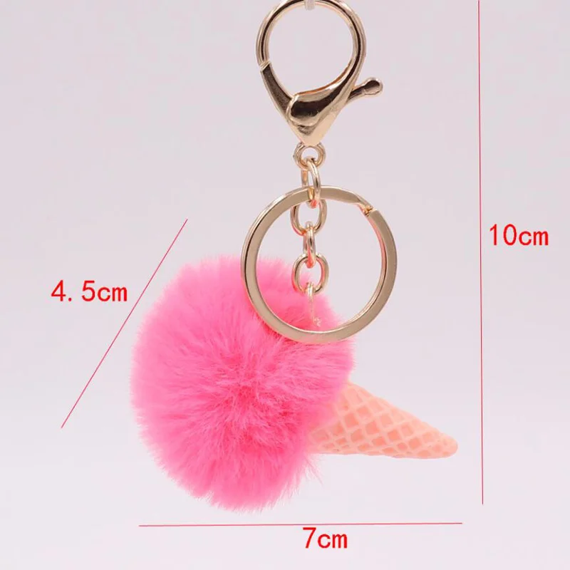 Милый брелок для ключей мороженое блестящий с помпоном подарки женщин