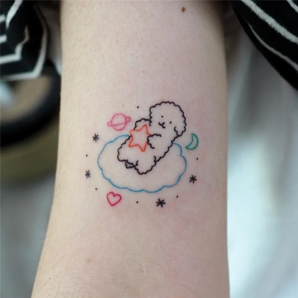 Waterproof Temporary Tattoo Sticker Cartoon Star Cloud Moon Rabbit Cute Dinosaur Flash Tatoo Fake Tatto for Child Kids Men Women | Красота и