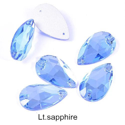 Lt.sapphire 6 размеров стеклянная Каплевидная форма пришить на Стразы Красочные пришивные камни с плоским основанием одежда для одежды Ювелирные изделия для одежды B1286 - Цвет: Lt.sapphire