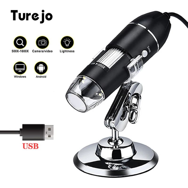 USB Цифровые микроскопы Регулируемый 1600X электронный зум Лупа Портативный
