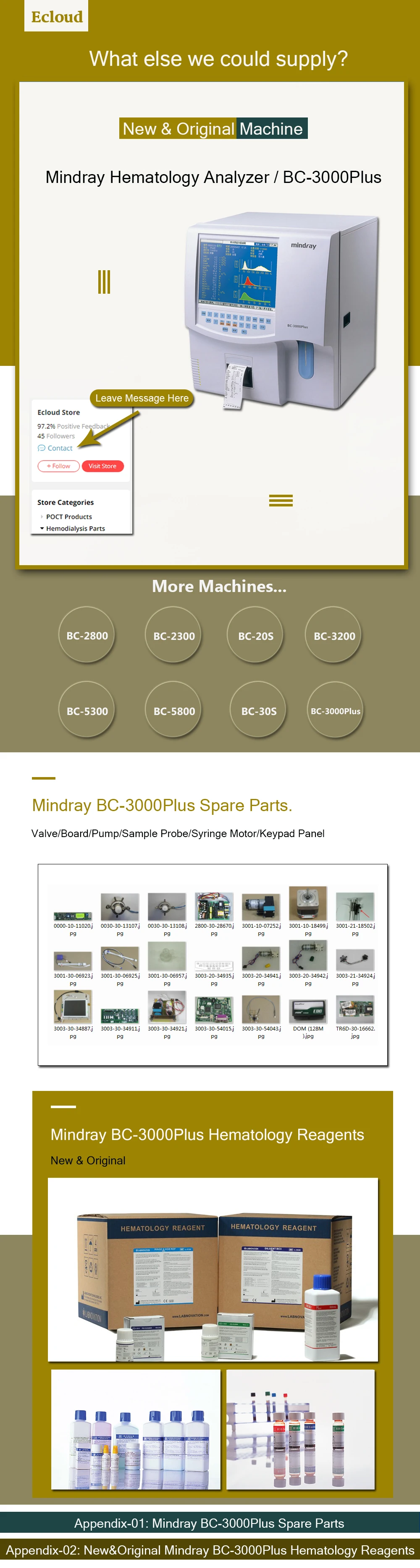 Mindray BC-1800/BC-2900/BC-3200/BC-3000Plus гематологический анализатор крышка компонент для полоскания 801-1805-00022-00/3001-30-06925