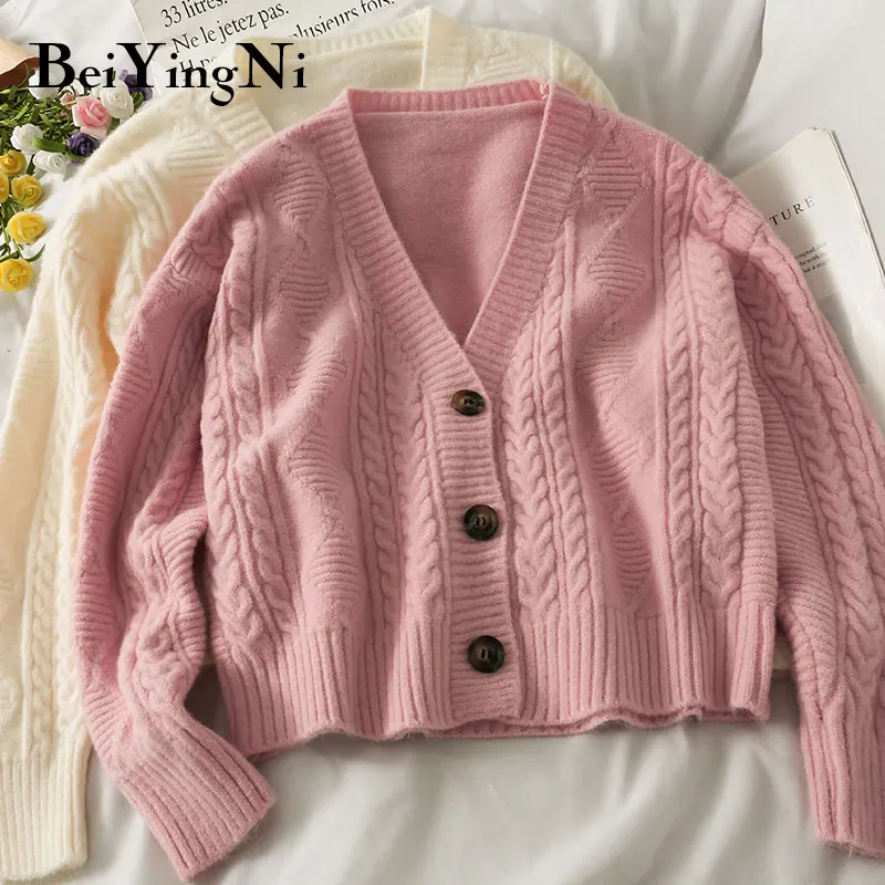 

Кардиган женский вязаный Beiyingni, теплый, осенне-зимний, свободный, с V-образным вырезом, 2021
