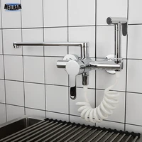with bidet sprayer wall mounted rotatable kitchen faucet brass polished chrome hot hold sink water mixer tap