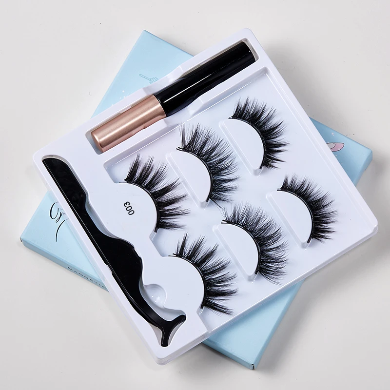 Набор Магнитных ресниц ручной работы 3 пары норковые волосы натуральное