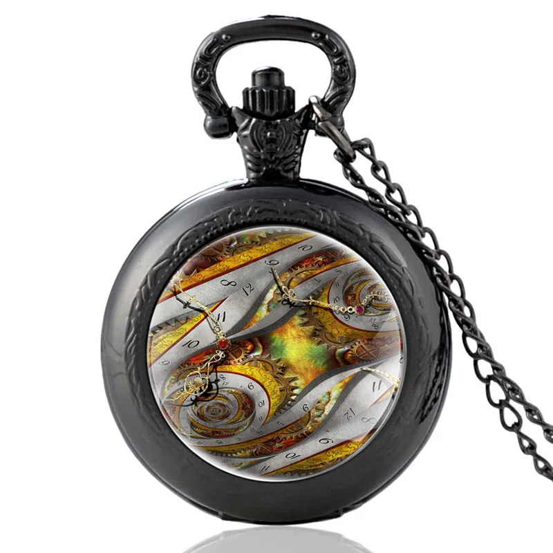 Ретро стиль стимпанк винтажные кварцевые карманные часы стеклянный