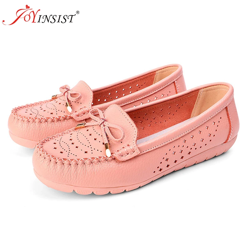 Women Real General Leather Shoes Moccasins Mother Loafers Soft Leisure Flats Casual Female Driving Ballet Footwear