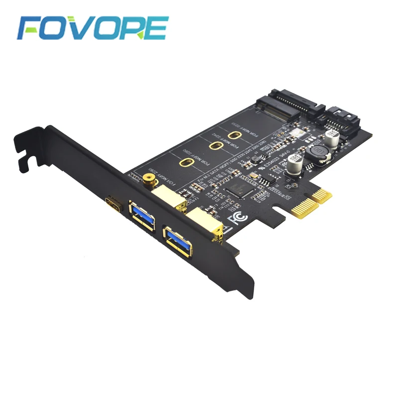 Фото 2x USB 3,0 & Тип-c M.2 адаптер PCI-e M2 SSD SATA B Ключ к PCIe 3,0 конвертер контроллера карты расширения для 2280 2260 2242 2230 NGFF №1