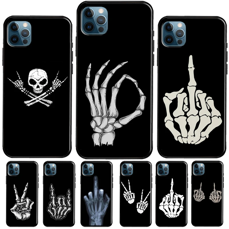 Чехол со скелетом на средний палец для iPhone 11 12 13 Pro Max mini XR X XS 5S 6S 7 8 Plus SE 2020 |
