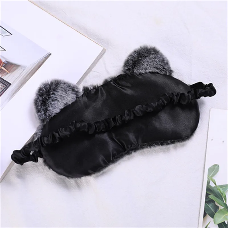 Маска для сна кошачий глаз плюшевая милая серая маска повязка на глаза