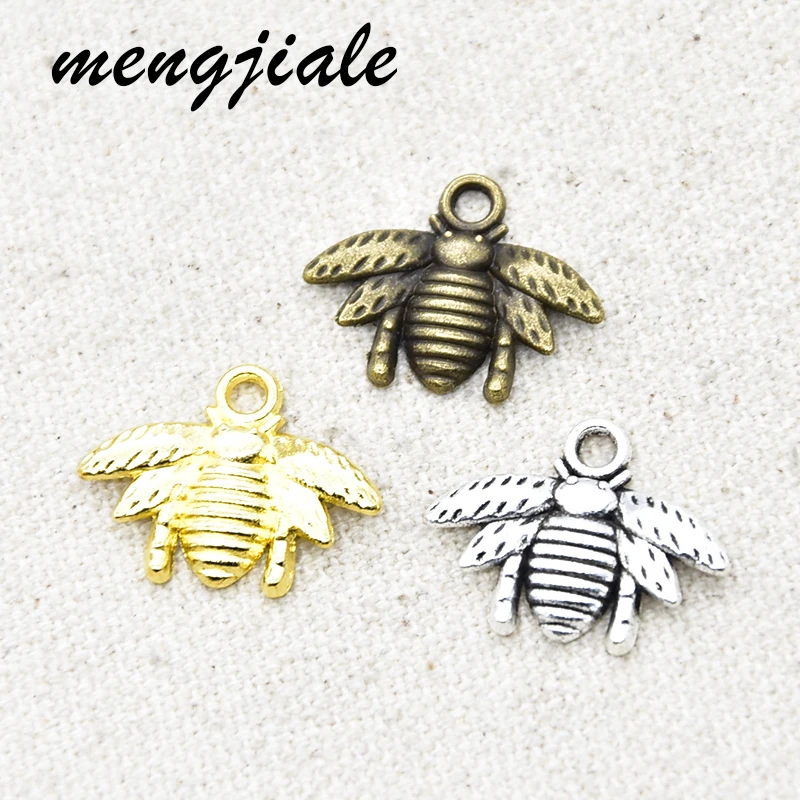

25pcs Wholesale Three Color Bee Charms Alloy Metal Pendants For DIY Jewelry Accessories Making 21*16mm
