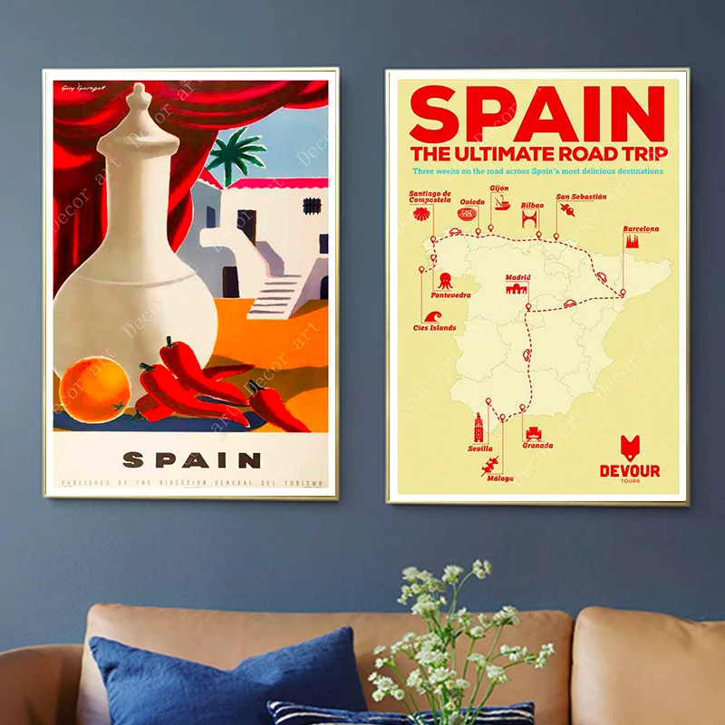 Испания Мадрид Сан себапятно путешествия холст живопись Винтаж стены крафт