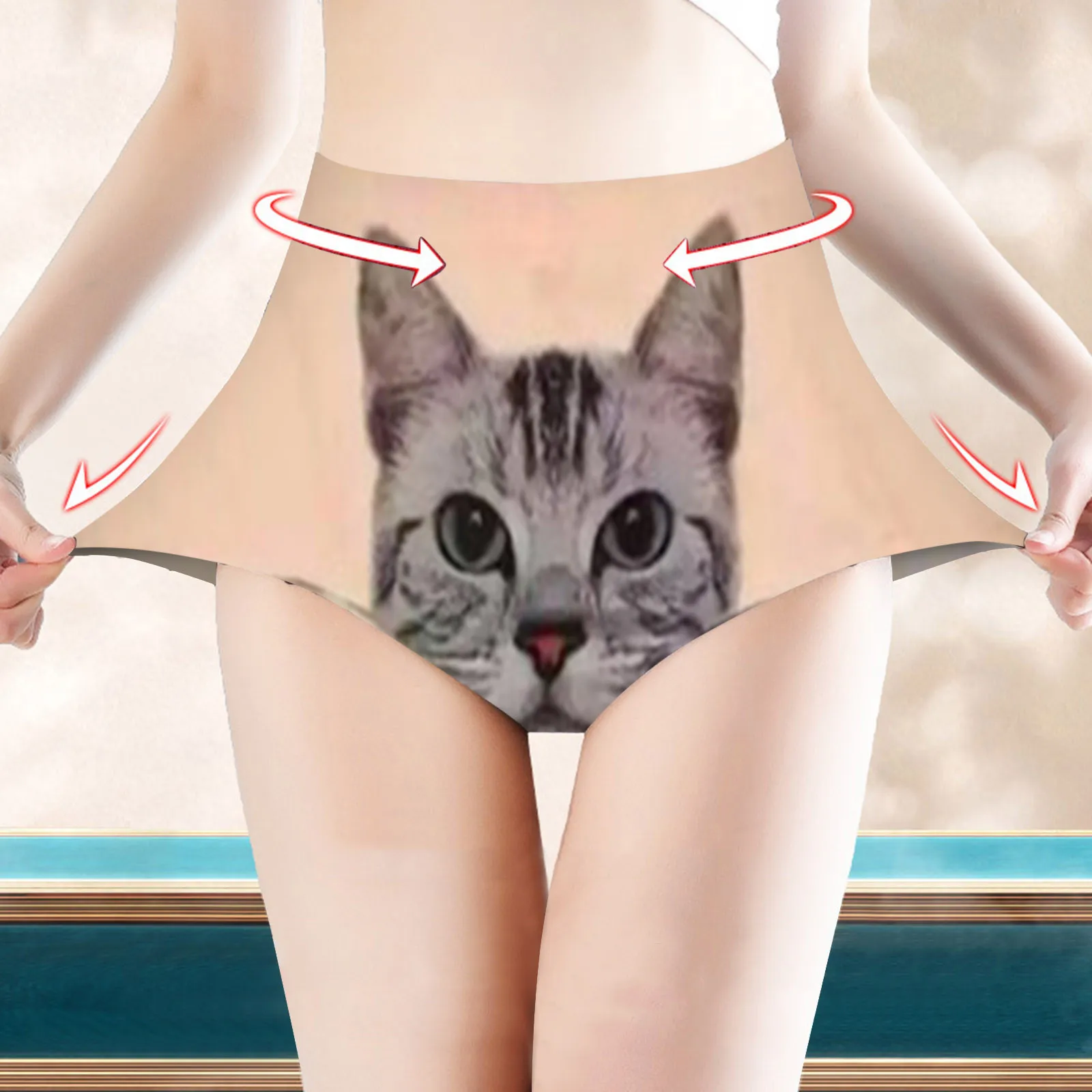 

Cartoon Cat Print Seamless Underwear Women Sexy Panties For Menstruation Girl Comfortable Briefs Lingerie