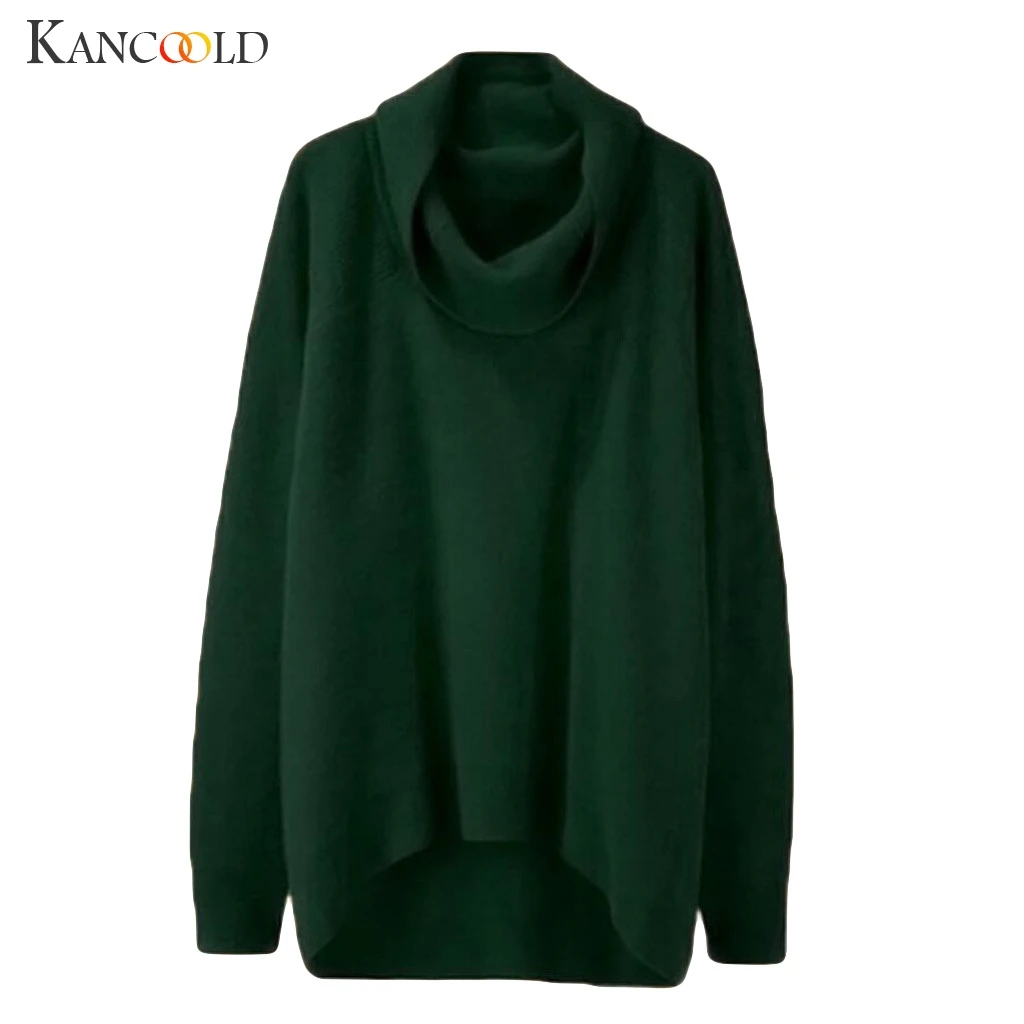 KANCOOLD Long Sleeve Autumn Women Knitteda Loose Solid Color Sweater Pullover Jumper Fashion 2019 Turtleneck Female | Женская одежда