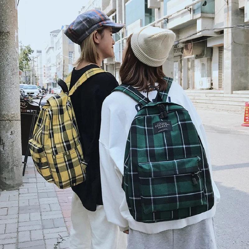 Модные клетчатые женские сумки на плечо вместительный школьный ранец высокого