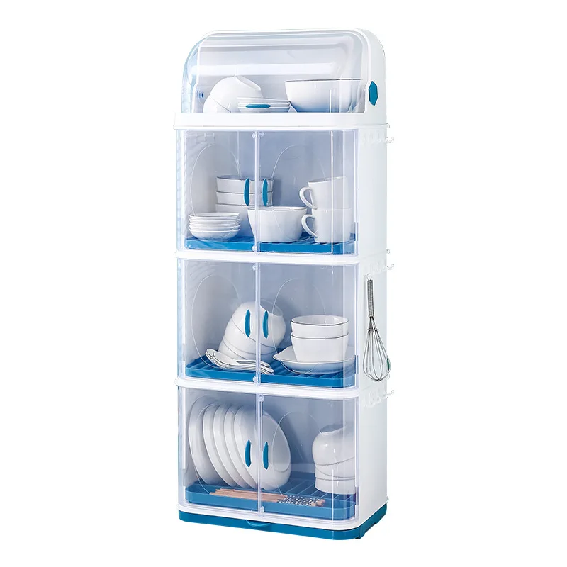 

Kitchen Storage Rack Bowl Rack Tableware Storage Box with Lid Tableware Dish Rack Plastic Cupboard Household Draining Bowl Rack