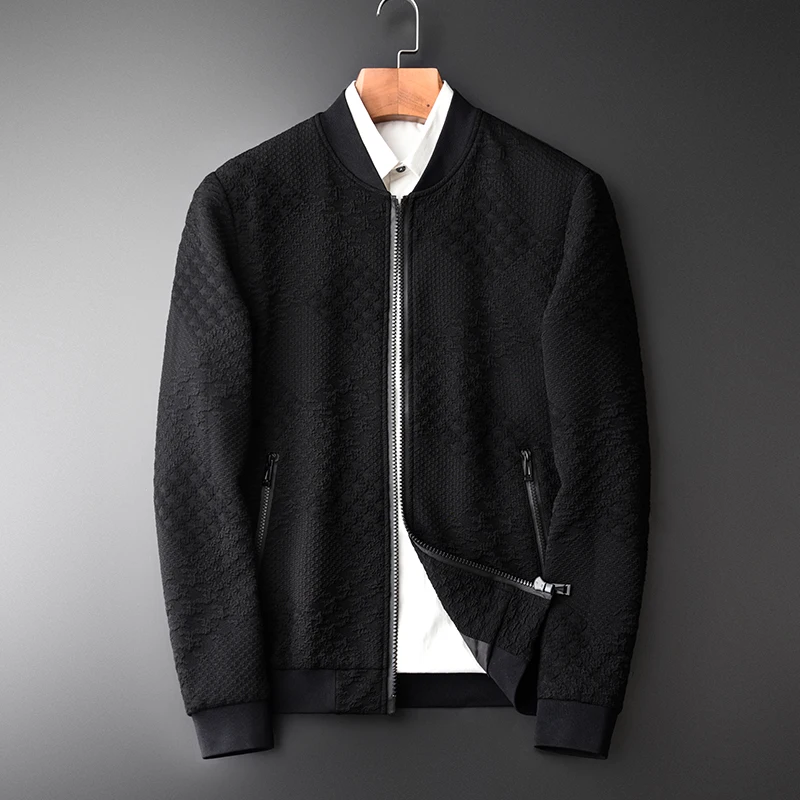 

Куртка мужская с Бейсбольным воротником, модная верхняя одежда на молнии, однотонная приталенная, на осень