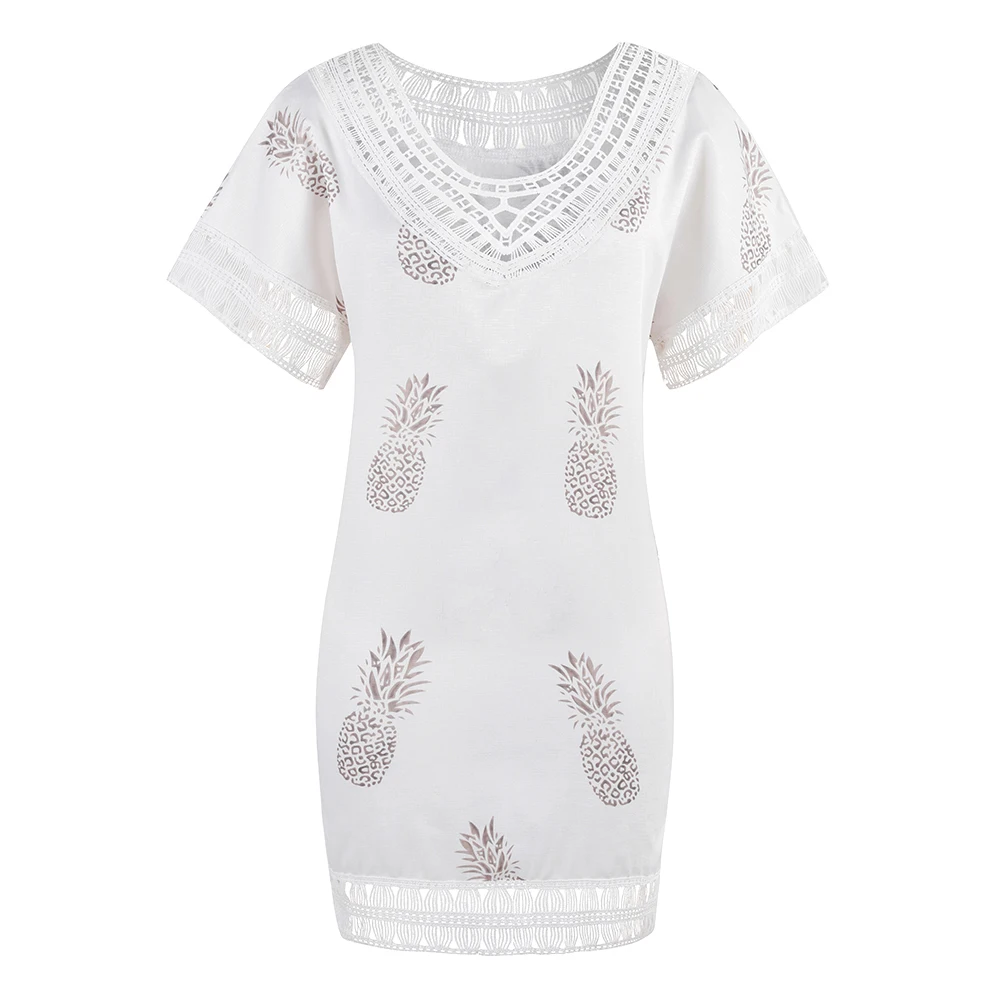 FADZECO женское сексуальное Белое платье 2019 хлопковое кружевное с v-образным вырезом