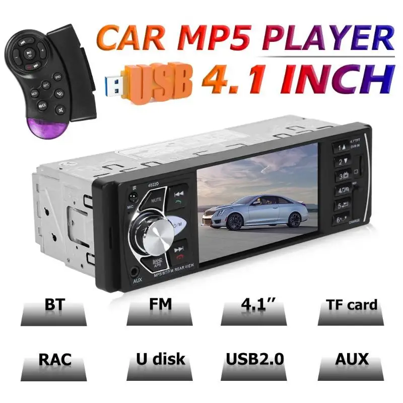 4 1 дюймов Автомагнитола din 4022d FM радио авто аудио стерео Bluetooth Поддержка камеры