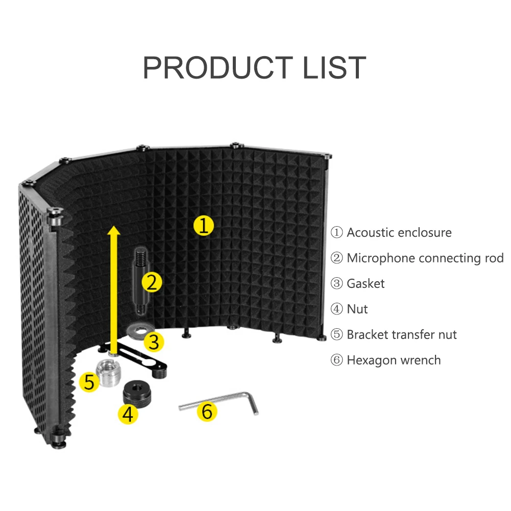 

Folding Recording Studio Microphone Windshield Insulation Cover Adjustable Sound Noise Wind Screen