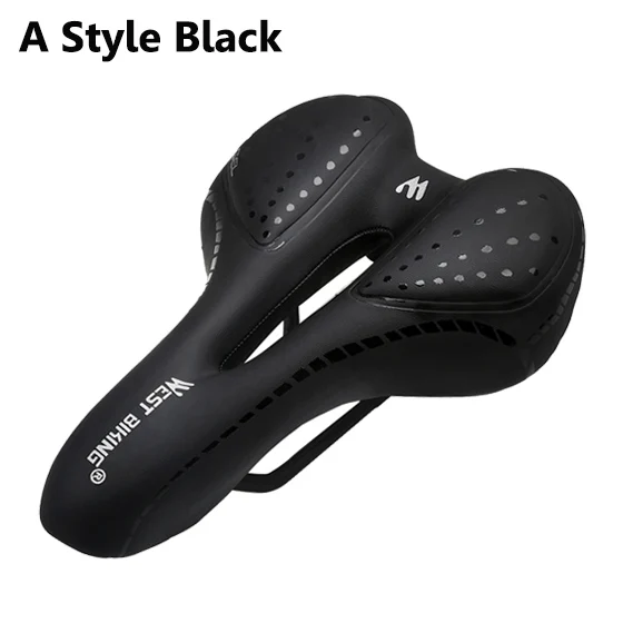 A Style Black WEST BIKING велосипедное седло Удобная подушка MTB Аксессуары для велосипеда дышащее мягкое сиденье противоударное силикагель Полиуретановая подушка - Цвет: A Style Black