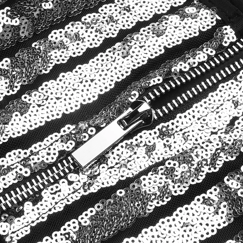 

PB Two Pieces Suit Sparkle Silver Sequins Design Sexy Sleeveless Celebrity Party Club Crop Tops Pants Suit