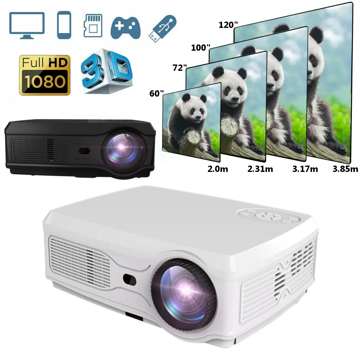 

Full HD Projector 1080P LED proyector 3D Video Beamer for 4K Smart Android 6.0 1G+8G Wireless Wifi Home Cinema EU US Stock