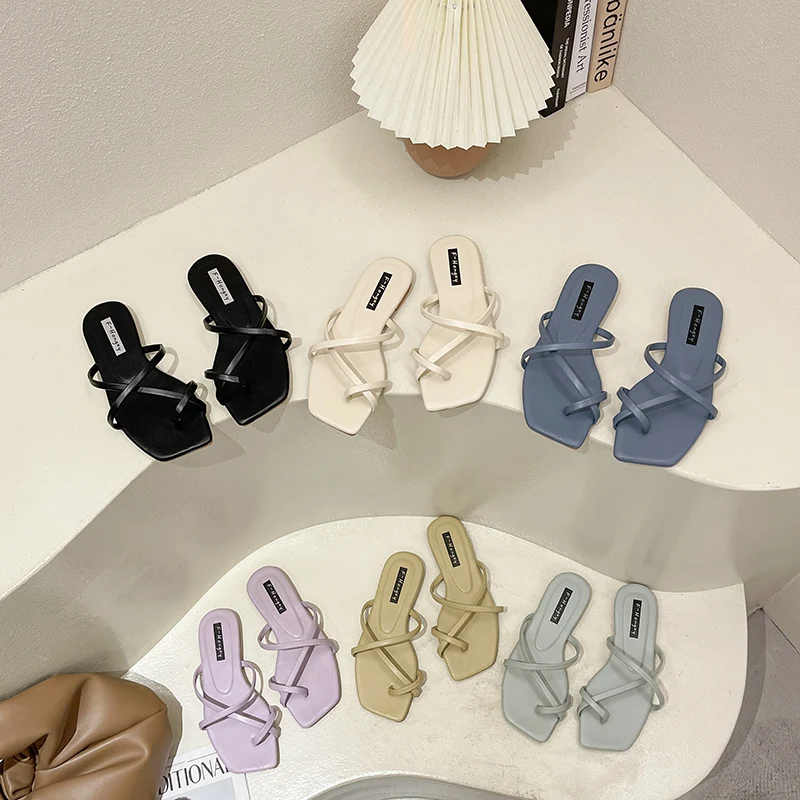 

Flat Shoes Female Low Slippers Casual Slipers Women Rubber Flip Flops Slides Luxury 2021 Summer Soft Hawaiian Rome Cotton Fabric