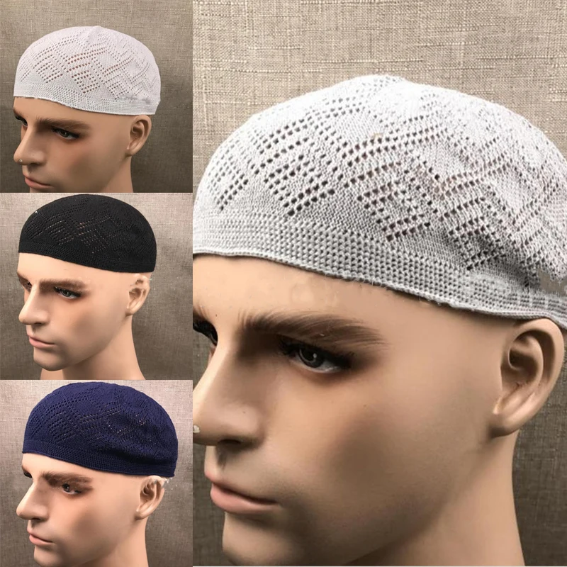 

Unisex Men Adults Cotton Knitting Hats Men's Skull Cap Muslim Islamic Prayer Hat Head Wear Solid Casual Male Leisure Fashionable