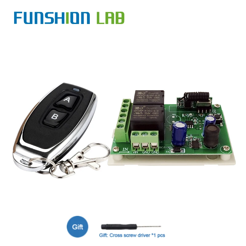 FUNSHION 433MHz универсальный DC 6V 12V 24V 2CH беспроводной умный пульт дистанционного