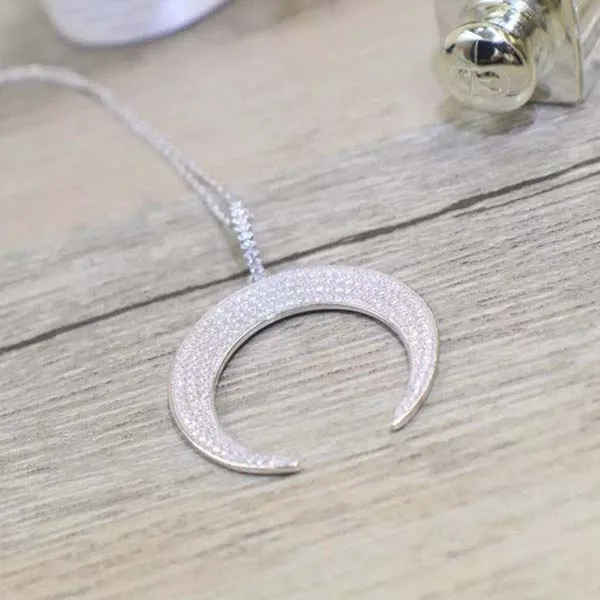 Вечерние ювелирные изделия из серебра 925 пробы с лунным кулоном 3 А|moon necklace|designer