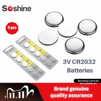 5pcslot soshine original cr2032 button cell battery 3v lithium batteries cr 2032 for watch toys computer calculator control