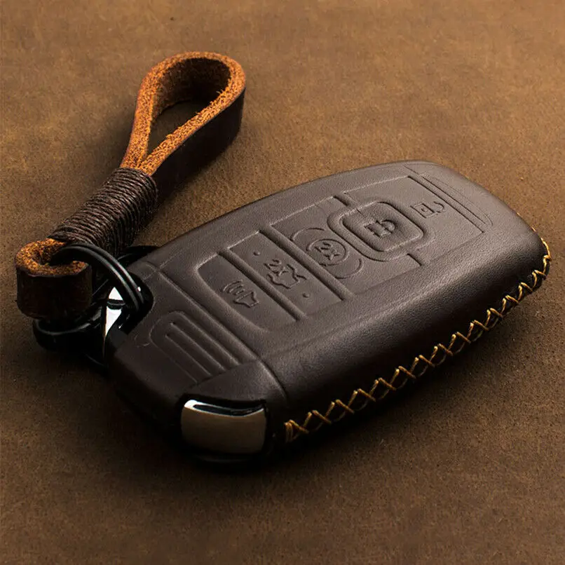 

Genuine Leather Car Remote Key Fob Cover Case For Lincoln Continental MKC MKZ Navigator MKX 4 5 Button Entry Key Car Accessories
