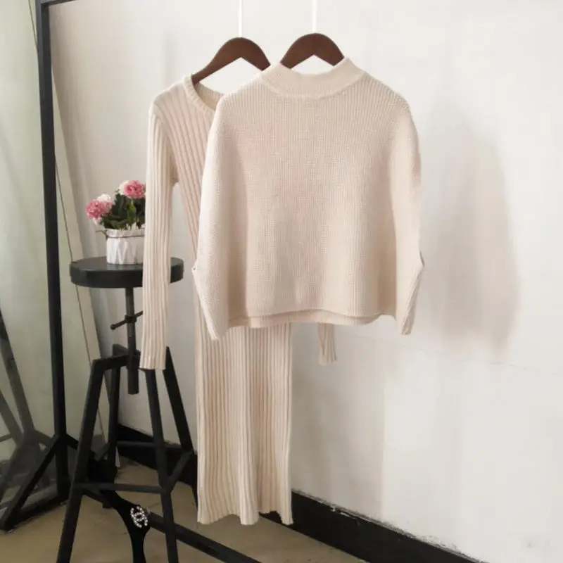 2019 женский свитер вязаный спортивный костюм две части комплекты Модный пуловер