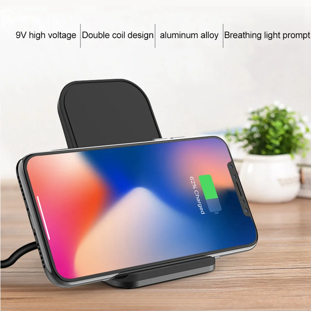 KISSCASE Qi Беспроводное зарядное устройство для iPhone XS XR X 7 8 Plus док-станция 10 Вт Быстрый держатель беспроводного зарядного устройства для samsung Galaxy S9 S8 Note 9 8
