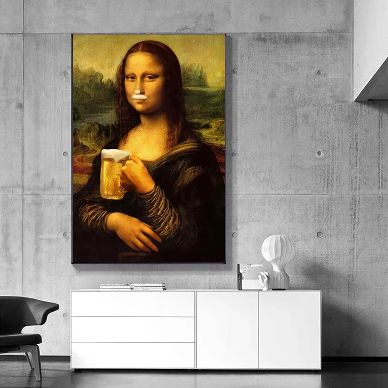 

Mona Lisa Holding A Cat Canvas Paintings Funny Art Wall Art Posters and Prints Da Vinci Famous Wall Art Pictures Home Decoration