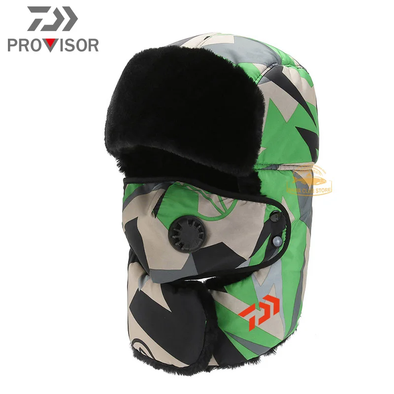 

DAIWA Fishing Cap Couple Winter Cold Resistant Outdoor Riding Warm and Thick Earmuffs Ladies Ski Neck Warmer Waterproof Hat