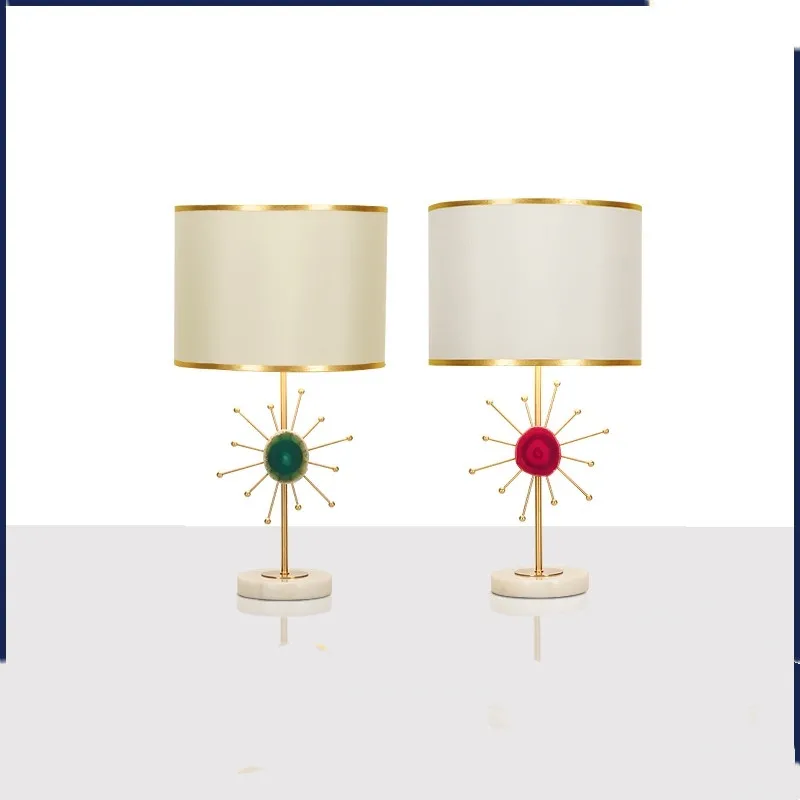 

red light luxury small table lamp bedroom bedside lamp girl heart Nordic creative simple modern living room lamp