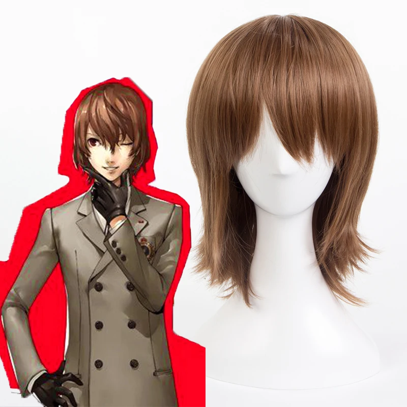 Аниме Persona 5 Анимация Косплей парики Goro Akechi косплей парик термостойкий