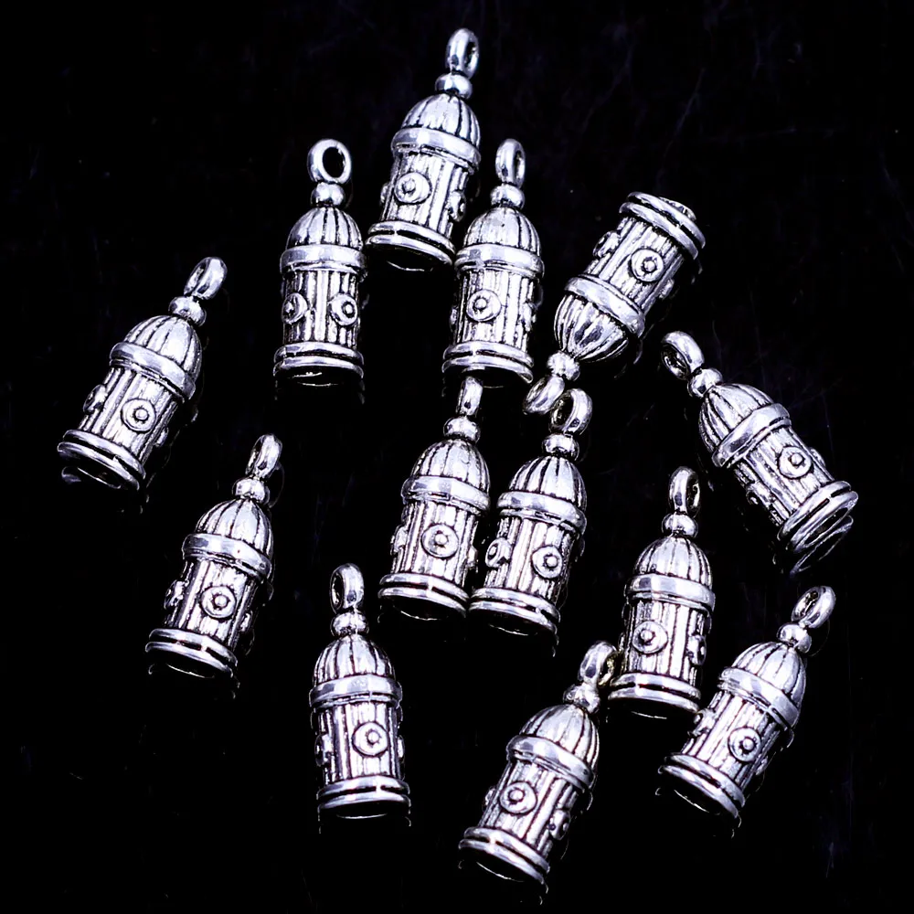 150Pcs Pendants Fire Hydrant Zinc Metal Alloy Silver Tone For Charms Neckalces Jewelry DIY Findings Charms 20x7mm