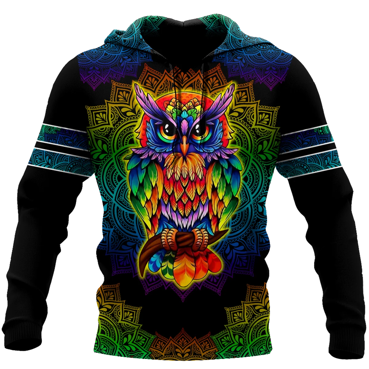 Психоделическая Сова 3D печать унисекс Мода Осень Толстовка Весенняя