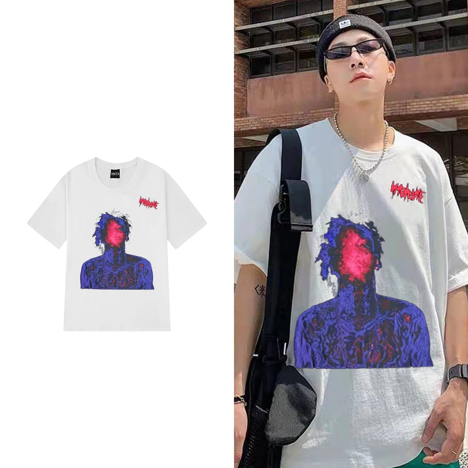 

Модные футболки унисекс с принтом коррозии для мужчин и женщин, повседневные хлопковые футболки большого размера белого и черного цвета в у...