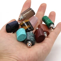 hot sale natural flat cylindrical semi precious stone perfume bottle pendant making diyfashion necklace jewelry gift accessories