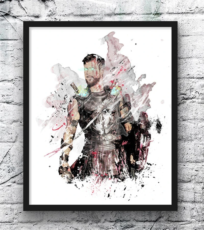 Живопись на холсте Marvel Avengers Watercolor - плакаты и печати супергероев для украшения стен в гостиной дома.