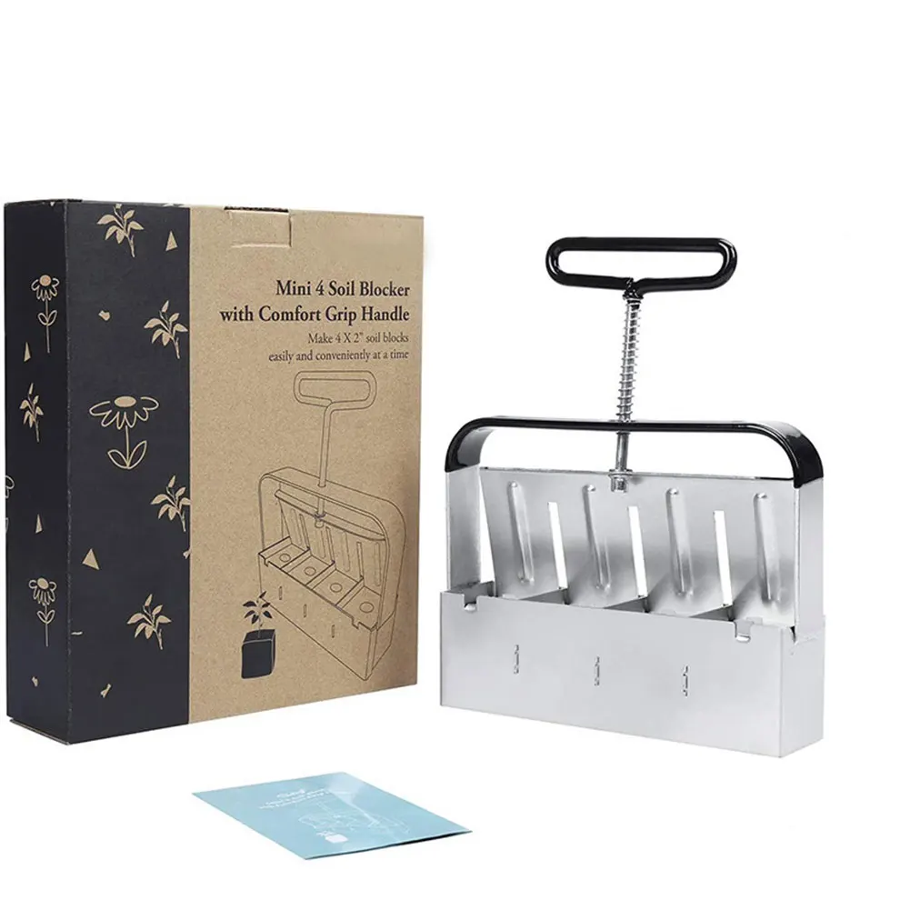 

Handheld Manual Quad Soil Blocker 2 Inch Soil Block Maker Zinc Alloy Soil Blocking Tool For Seedlings Cuttings Garden Greenhouse