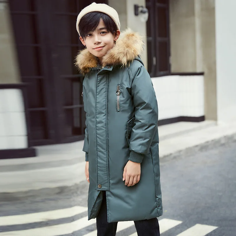 Thick Warm Down Jackets Winter Boys Coat Fashion Real Fur Big Boy Outerwears For Teens 5-15Y LZ049 | Мать и ребенок