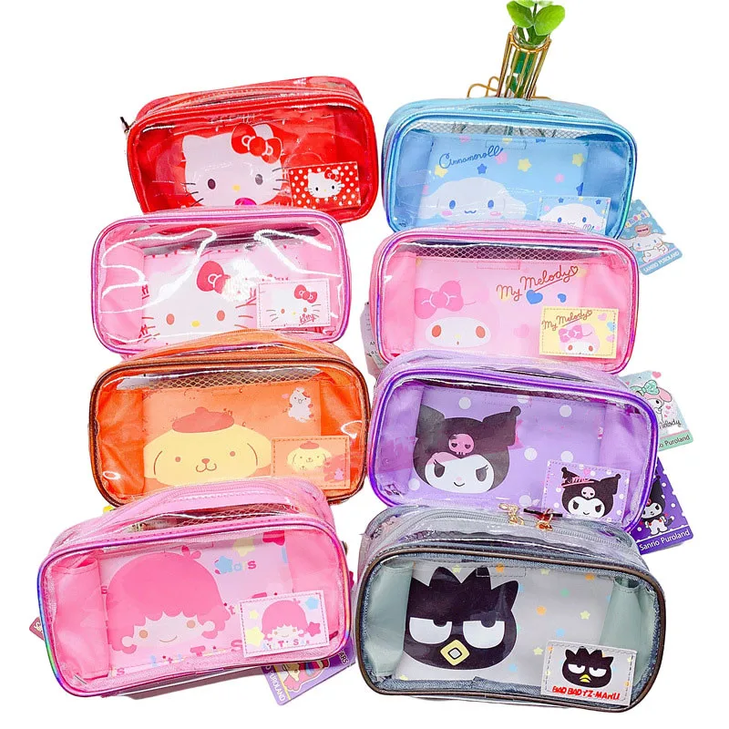 KAWAII Sanriod cartoon Anime Series Cinnamoroll Kuromi Mymelody Kitty Cosmetic bag Pencil case Storage bag Girls Holiday Gift